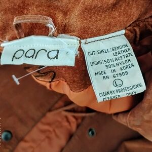 Para Brown Leather Jacket Large Genuine Leather -lining 50% acetate, 50% nylon
